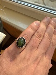 Vintage Silver 925 Soviet Era USSR Women’s Ring Stone Nephritis 8.75 size 4.65g