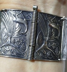 Armenian silver-plated metal bracelet, signed, 8 panels