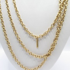 Casual Corner Vintage Long Chain Necklace Black Plastic w Round Fancy Stations