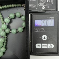 Vintage Green Stone Necklace Natural Round Polished Estate