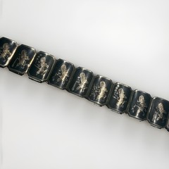 Rare Vintage Sterling Silver Siam Niello Bracelet 29.5g