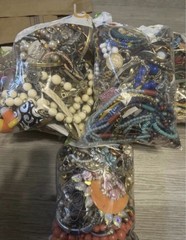 1-pound lot of modern and vintage tangled, unsorted jewelry