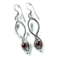 Red Gemstone Dangle Earrings Openwork Design 925 Sterling Silver #20