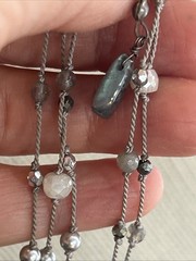44. Vintage 925 Sterling Silver Mixed materials Gray Yarn 3 Necklaces 14.5g