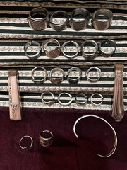 Spoon Ring Lot Of 22 Pieces- Silver Plate& Stainless Steel- Antique & Vintage