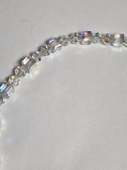 Vintage Sterling Silver Aurora Borealis Cube Crystal Glass Beaded Necklace Adjus