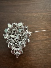 Vintage Weiss Rhinestone Brooch Statement Pin Crystal Silver Tone Gold Accent