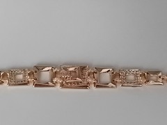 Vintage 1990-s Rolled Gold Zircons Bracelet- Hallmarked 585 RG!!
