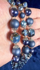 Vintage Japanese Aqua Blue Pearl Necklace (Faux ) Multi Strand Statement Jewelry