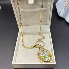 Vintage 12k Gold Filled Pocket Watch Chain FOB, Swivel Dog Clip, Guilloche Iris