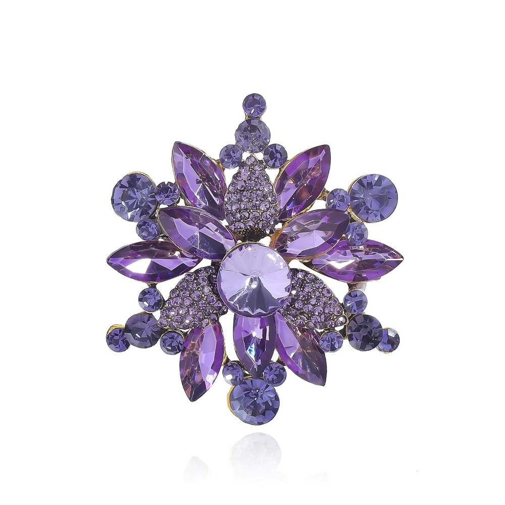 Vintage Austrian Crystal Rhinestone Flower Shape Brooch Pin Crystal Jewelry Pin