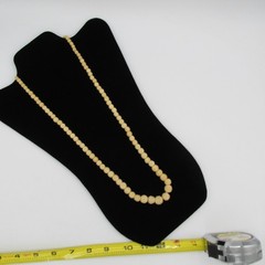 Vintage Hand Carved Celluloid Cream Tone Bead Necklace 26 in Long