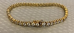 925 Vermeil CZ Tennis Bracelet 6ct Gold over Sterling Silver Line 7.25″
