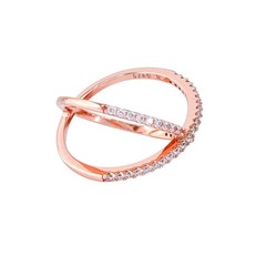 Rose Gold Tone Cubic Zirconia X-Band Ring | Vintage Sterling Silver | Size 5.25