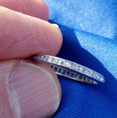 Original EARTH MINED DIAMOND Deco Band Antique PLATINUM Eternity Anniversary 6.7