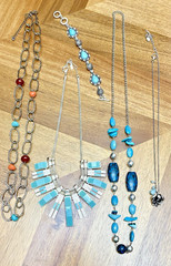 Vintage Turquoise Color Signed RMN JLo Fossil Necklace Bracelet Jewelry Lot