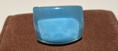 Vintage Y2K Clear Lucite Dome Ring Chunky Aqua Blue Floating Glitter Bubble Ring
