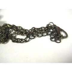 VCLM Vintage Necklace Glass Bead Strand Jewelry 36 inch Brasstone Chain