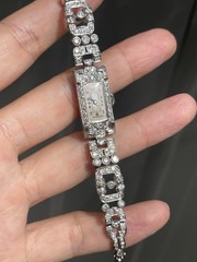 Original Antique Art Deco Platinum 3.65ct Earth Diamond Cocktail Watch