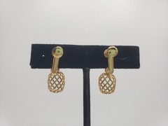 Napier Gold Tone Clip On Screw Back Dangle Drop Gold Birdcage Twist Earrings