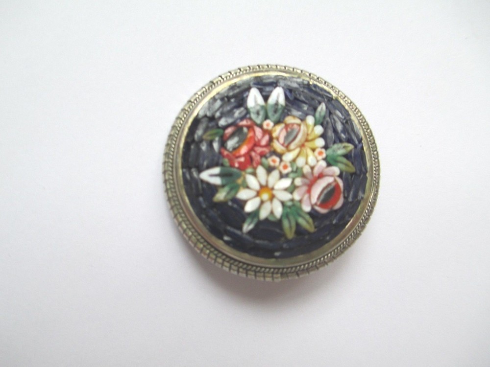 VINTAGE Micro Mosiac / Floral Italian Brooch Pin / beautiful – estate fresh