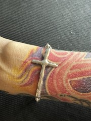 Silpada Signed Sterling Silver 925 Religious Cross Toggle Bracelet, 8.5in