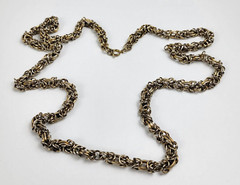 Vintage Silver And Gold Tone Fancy Chain Necklace 37 Inch Spring Ring Clasp
