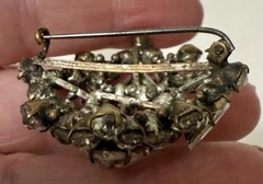 Antique Art Deco Cluster Brooch with Prong Set Round & Trillion Cut Glass Stones