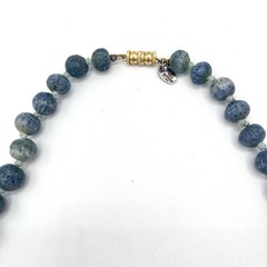 Vintage Les Bernard Necklace Blue Green Gray Coral Graduated Bead 19.5”