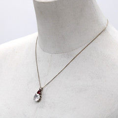 Vintage AGI 925 Italy Pink Tourmaline Supernova Quartz Solitaire Necklace 4.59g