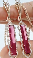 Vintage Style Gold Set 585RG cubic Zirconia (imitation Ruby Diamond) ring Sz10