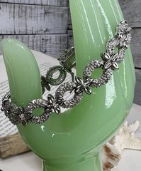 FAS STERLING SILVER 925 & CRYSTAL LINK BRACELET JEWELRY SAFETY CLASP 7.5” 🩶