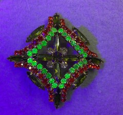 Mid-Century Pin & Earring Set Uranium Stones Prong Set Boho Artsy Retro Vintage
