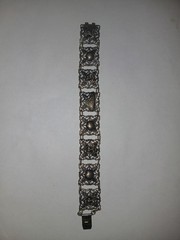Siam (now Thailand) Sterling Silver Antique Bracelet -mythical/shell panels
