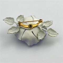 Vintage 1960’s Lavender & Yellow Enamel with Green Leaves Flower Brooch Pin