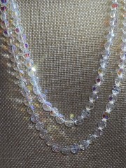 Vintage 48″ AB Crystal Glass Bead Necklace Faceted 8mm Aurora Borealis Long