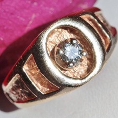 14k yellow gold ring 0.17ct diamond solitaire sz 6.5 vintage handmade 7.6g N2539