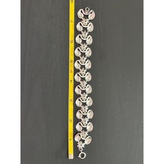 Vintage Lightweight Silvertone Cut-Out Leaves w Daisy Flowers & Clear Rhinestone
