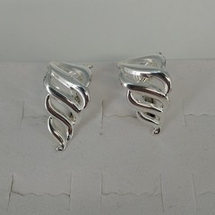 Napier Silver Tone Clip On Screw Back Earrings Swirl Half Hoop Polished Vintage