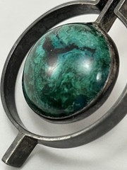 Vintage Israel Modernist Sterling Silver Eilat Stone Pendant 930 signed azurit