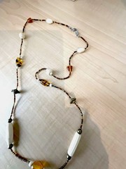 Napier Glass Beaded Necklace- Silver Tone- 30 In Length- Very Good Condition