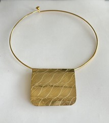 D’Anna Brutalist Statement Pendant Joan Rivers Torque Choker Necklace Gold Tone