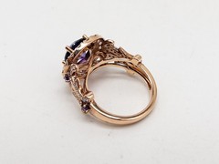 $7000 5ct Natural D BLOCK Tanzanite VS G Diamond 14k ROSE Gold HALO Ring 9g