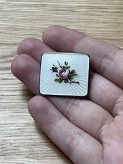 vintage sterling silver ivar holth norway enamel rose brooch