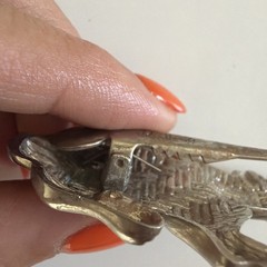 John Hardy Signed Bunny W/Butterfly On Nose Scarf Clip/Brooch Silver Tone 2”