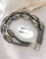 Vintage Bold Signed Les Bernard Necklace 14.5” & Earrings SET**RESTORED-