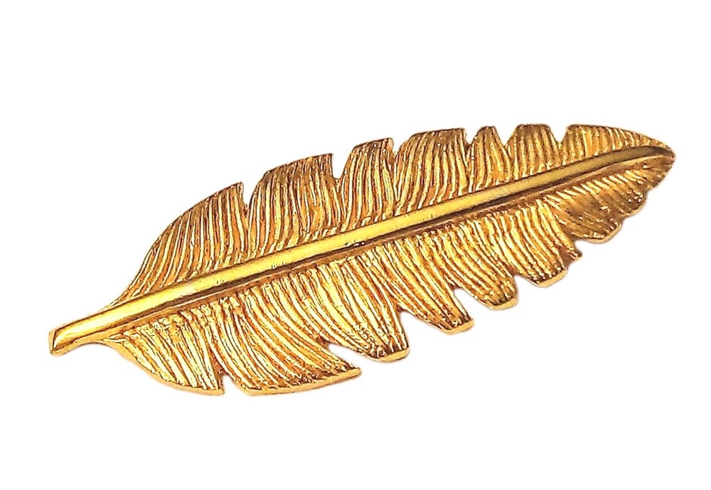 Poggi Of Paris Gold Tone Leaf Brooch Vintage