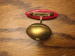 Vintage Estate Dangle Football Brooch Red Bar At Top Of Piece