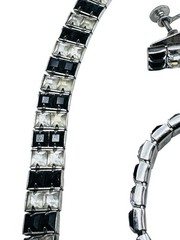 Vtg Art Deco Rhinestone Rhodium Plated Necklace Bracelet Earrings Set