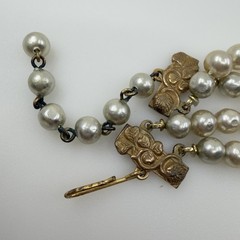 1950s Vintage Faux Pearl RHINESTONE Gold Filigree Bridal Set Earrings & Necklace
